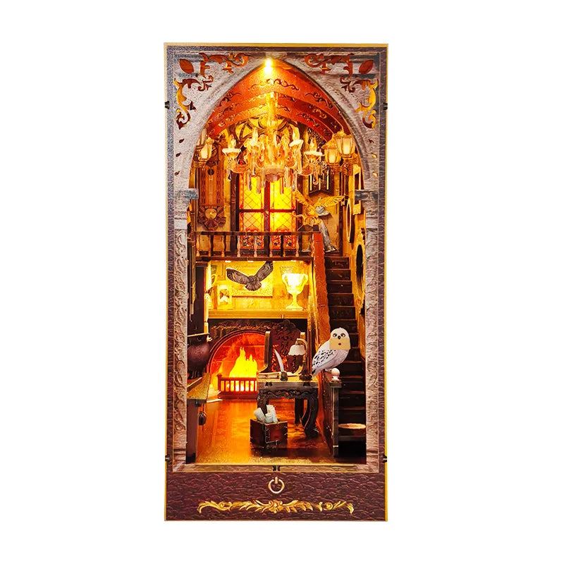 Magic Academy Book Nook Kit | Wizard Library Wooden Diorama with Furniture