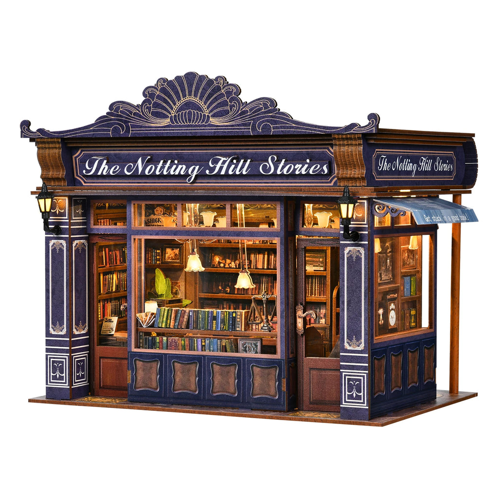 Notting Hill Bookstore Book Nook Kit | Wooden London Bookshop Diorama