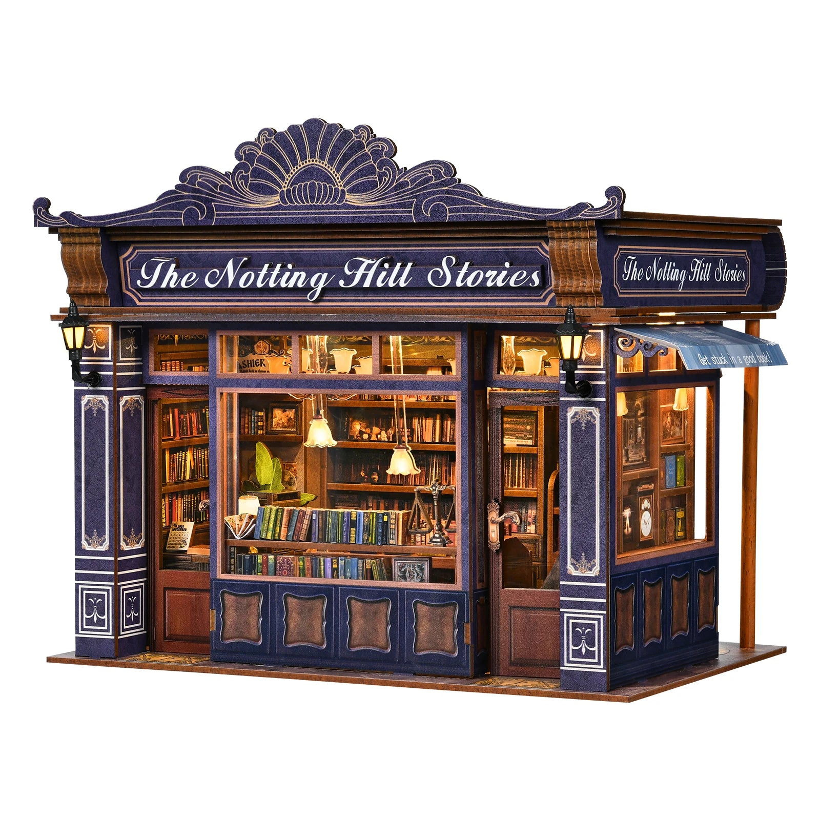 Notting Hill Bookstore Book Nook Kit | Wooden London Bookshop Diorama