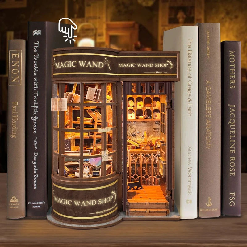 Magic Wand Store Book Nook Kit | Whimsical Wooden Wand Shop Diorama