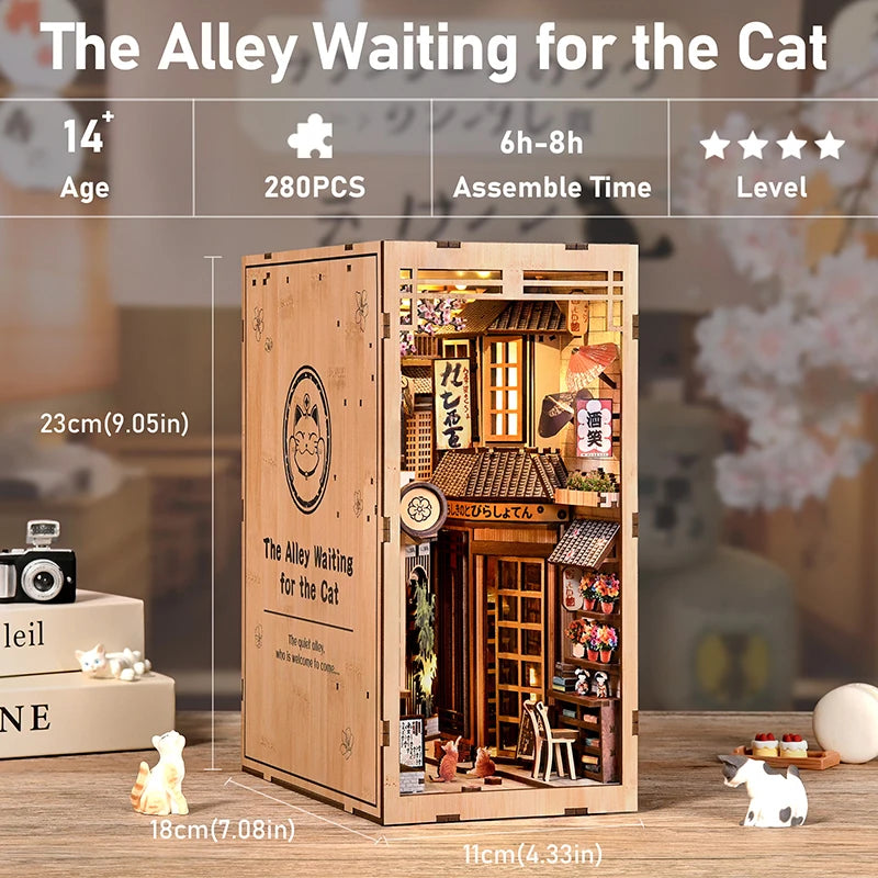 The Alley Waiting for the Cat | Japanese Book Nook Kit with Lights