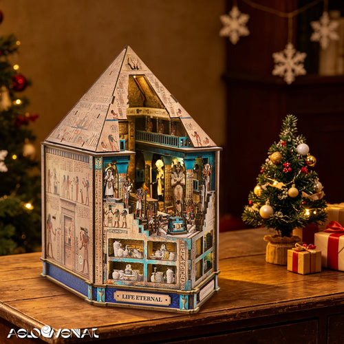Hall of Eternity Egyptian Book Nook Kit | Pharaoh's Pyramid Diorama with Touch Light
