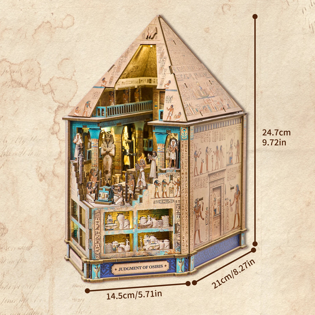 Hall of Eternity Egyptian Book Nook Kit | Pharaoh's Pyramid Diorama with Touch Light