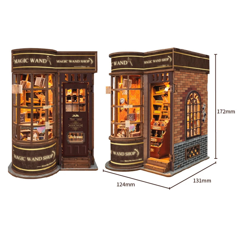 Magic Wand Store Book Nook Kit | Whimsical Wooden Wand Shop Diorama