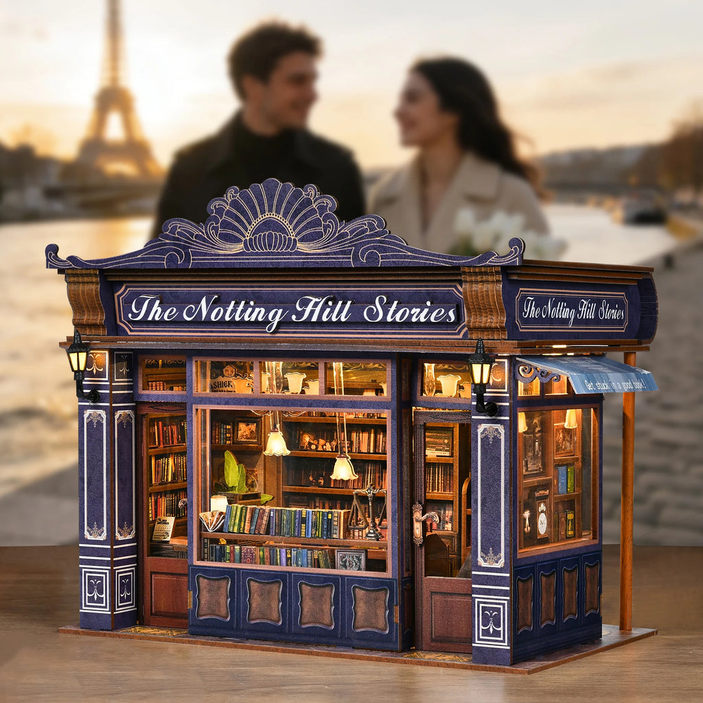 Notting Hill Bookstore Book Nook Kit | Wooden London Bookshop Diorama