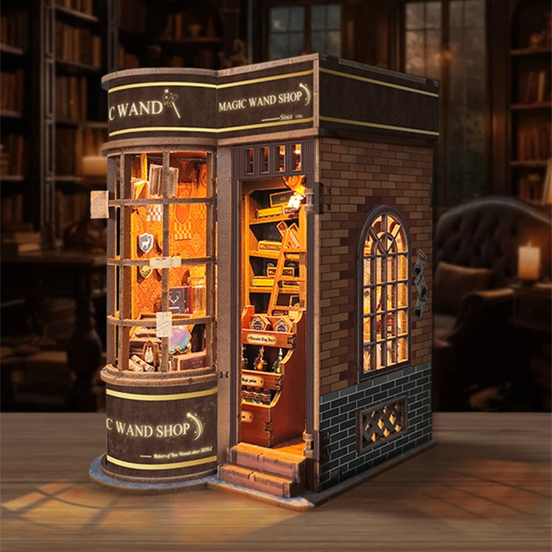 Magic Wand Store Book Nook Kit | Whimsical Wooden Wand Shop Diorama
