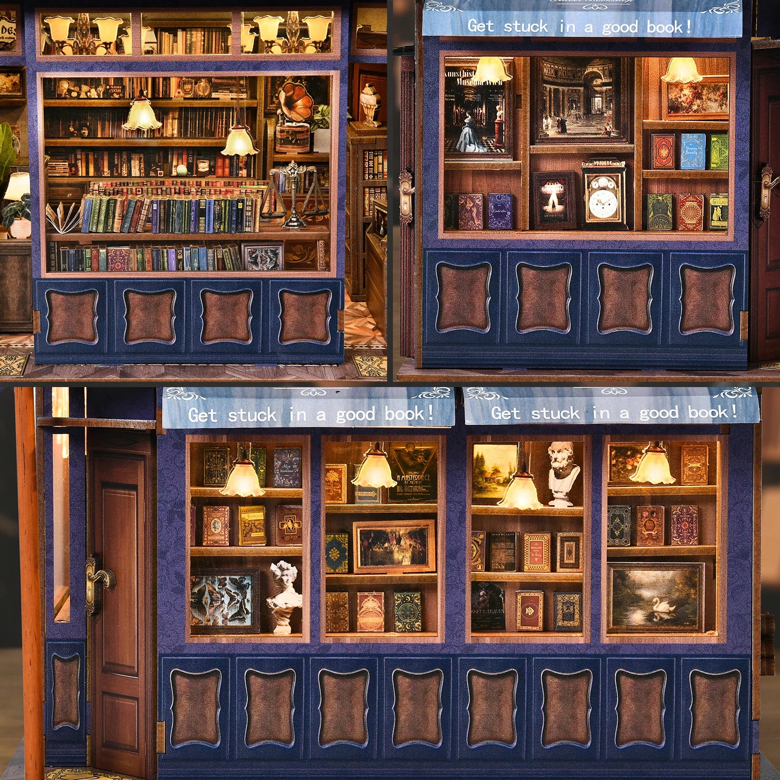 Notting Hill Bookstore Book Nook Kit | Wooden London Bookshop Diorama