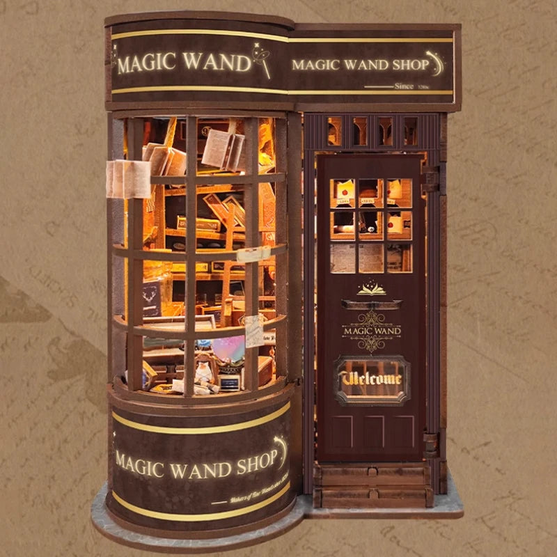 Magic Wand Store Book Nook Kit | Whimsical Wooden Wand Shop Diorama